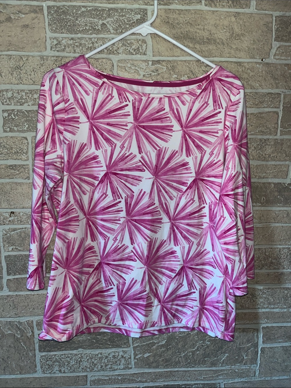 Talbots Pink Abstract Burst Long Sleeve Tee